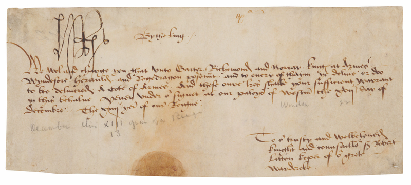 Lot 190 King Henry VII Rare Document Signed, Ordering the Delivery of a Coat of Arms