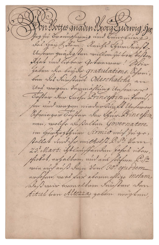 Lot 181 King George I Letter Signed as Elector of Hanover