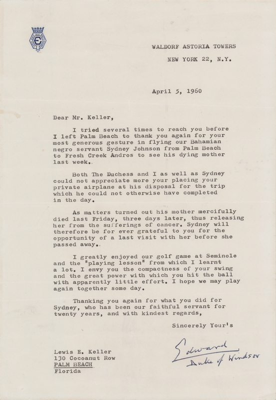 Lot 172 King Edward VIII Typed Letter Signed