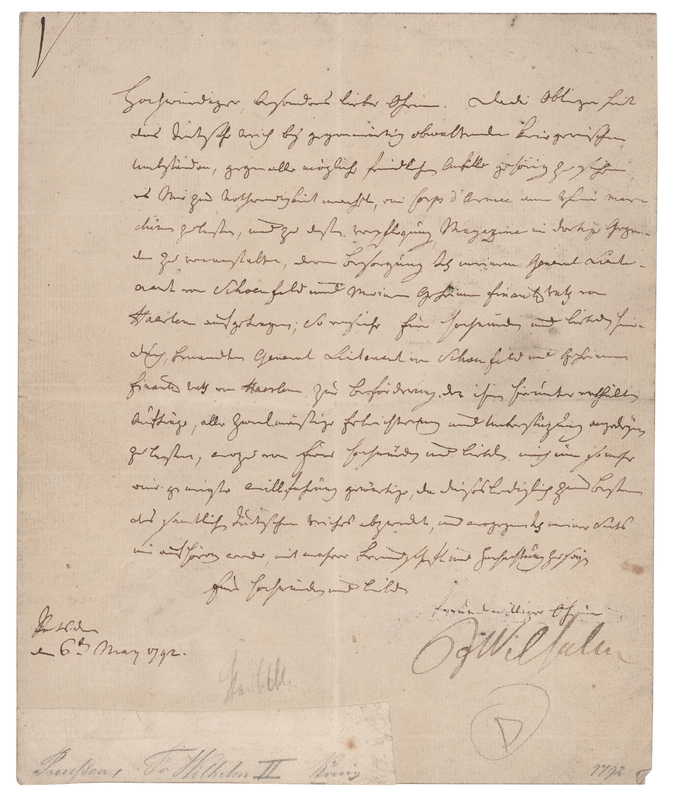 Lot 179 King Frederick William II of Prussia Letter Signed