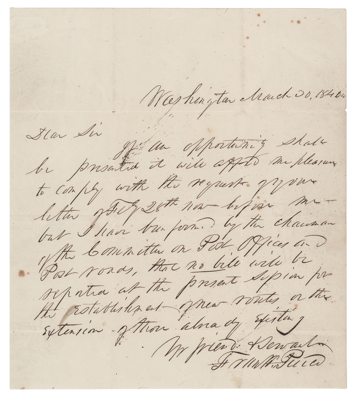 Lot 21 Franklin Pierce Autograph Letter Signed as a New Hampshire Senator