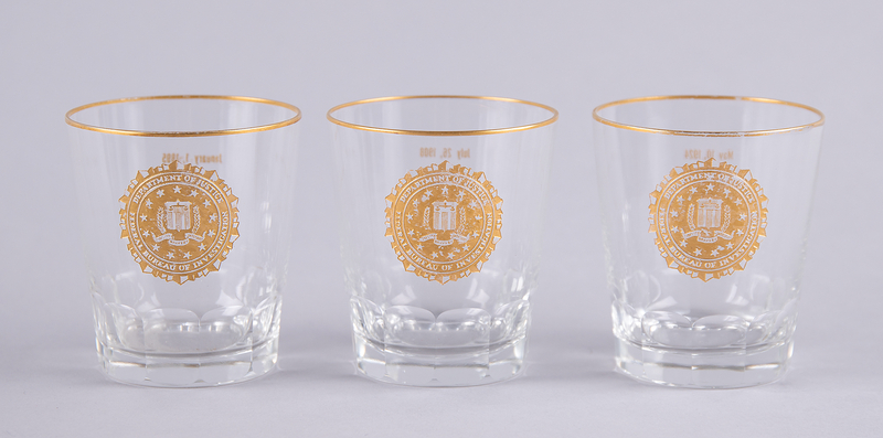 Lot 441 J. Edgar Hoover's (3) FBI Commemorative Lowball Glasses