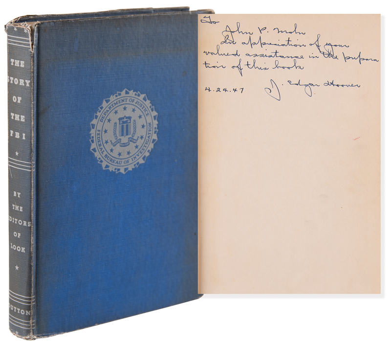Lot 436 J. Edgar Hoover Signed Book - Presented to FBI Associate Director John P. Mohr