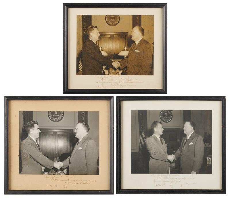 Lot 433 J. Edgar Hoover (3) Signed Photographs Presented to FBI Associate Director John P. Mohr