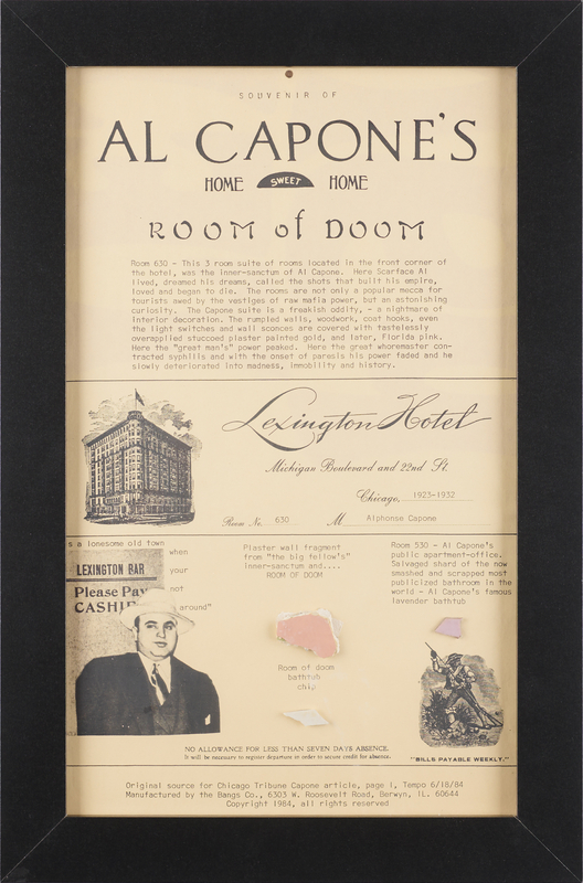 Lot 341 Al Capone (3) Architectural Fragments From Suite 530, the Lexington Hotel's ‘Room of Doom’