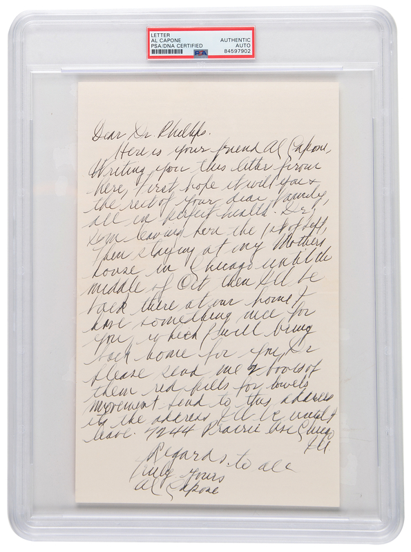 Lot 346 Al Capone Autograph Letter Signed, Requesting Medication from His Family Physician (August 25, 1941)