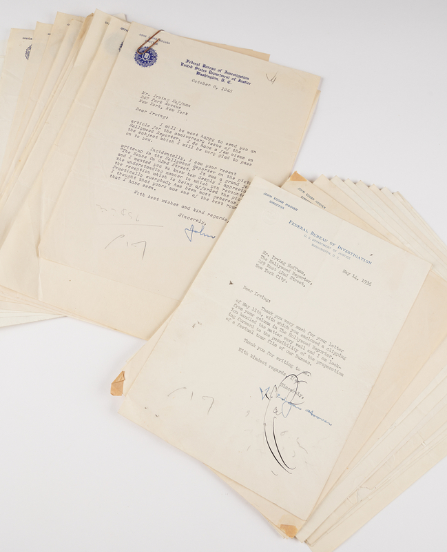 Lot 435 J. Edgar Hoover Collection of (33) Typed Letters Signed