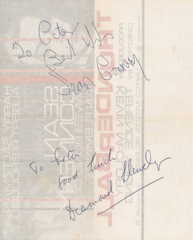 Lot 692 James Bond: Sean Connery and Desmond Llewelyn Signatures