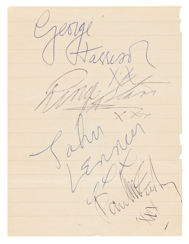 Lot 570 Beatles Signatures - Obtained Outside the Royal Pier Hotel in Great Yarmouth (1963)
