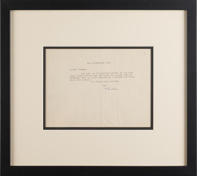 Lot 282 Albert Einstein Typed Letter Signed, arranging a New York City Visit