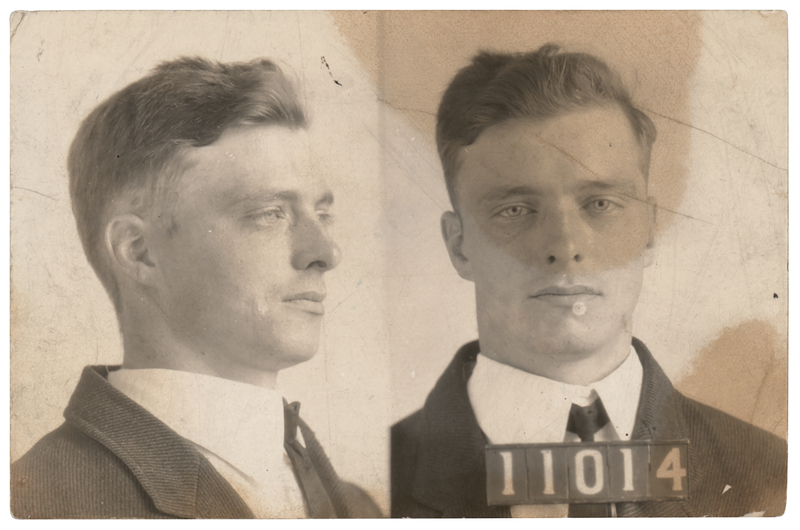 Lot 432 Dillinger Gang: Harry 'Pete' Pierpont Original Indiana State Prison Mugshot (Inmate No. 11014)