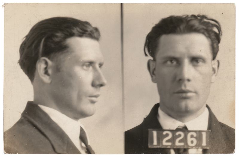 Lot 390 Dillinger Gang: Russell Lee Clark Original Indiana State Prison Mug Shot (Inmate No. 12261)