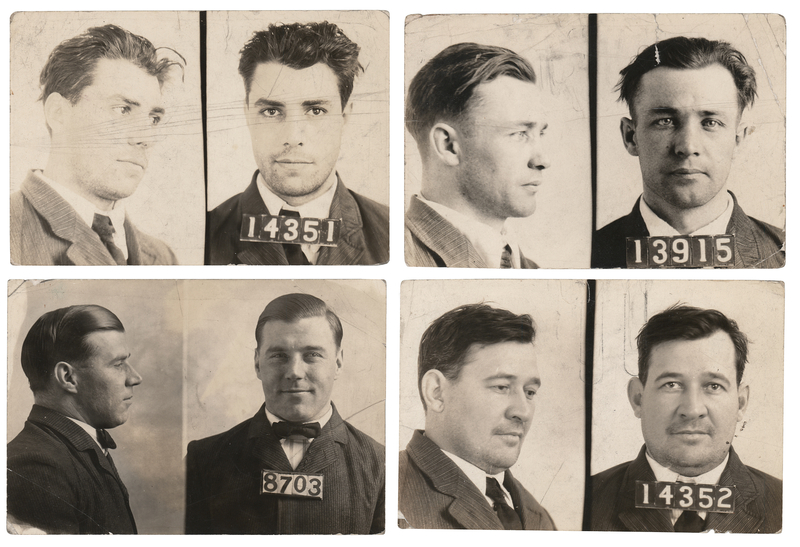 Lot 415 Dillinger Gang Associates (4) Original Indiana State Prison Mugshots from the 1933 Michigan City Prison Escape