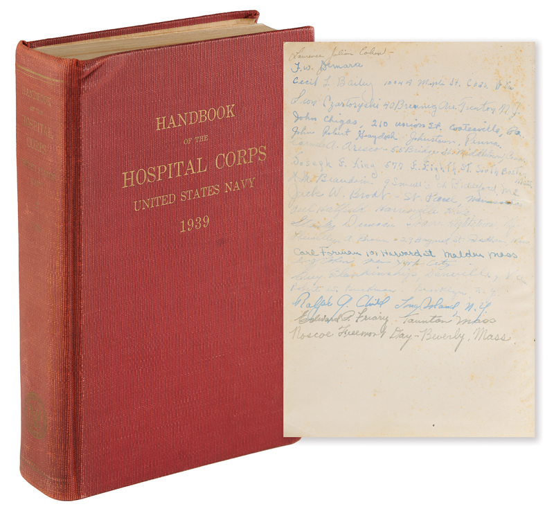 Lot 416 Ferdinand Waldo Demara Signed Book - Handbook of the Hospital Corps, United States Navy, 1939