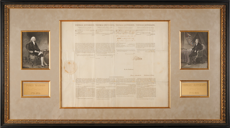 Lot 1 Thomas Jefferson and James Madison Signed Four-Language Ship's Passport