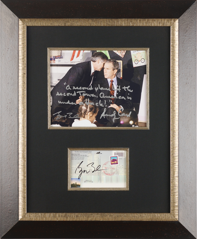 Lot 96 George W. Bush Signed 9/11 Postcard and “America Is Under Attack” Photograph with Andy Card