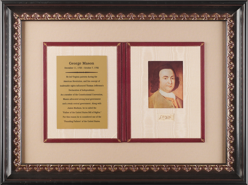 Lot 121 George Mason Signature - The Father of the Bill of Rights