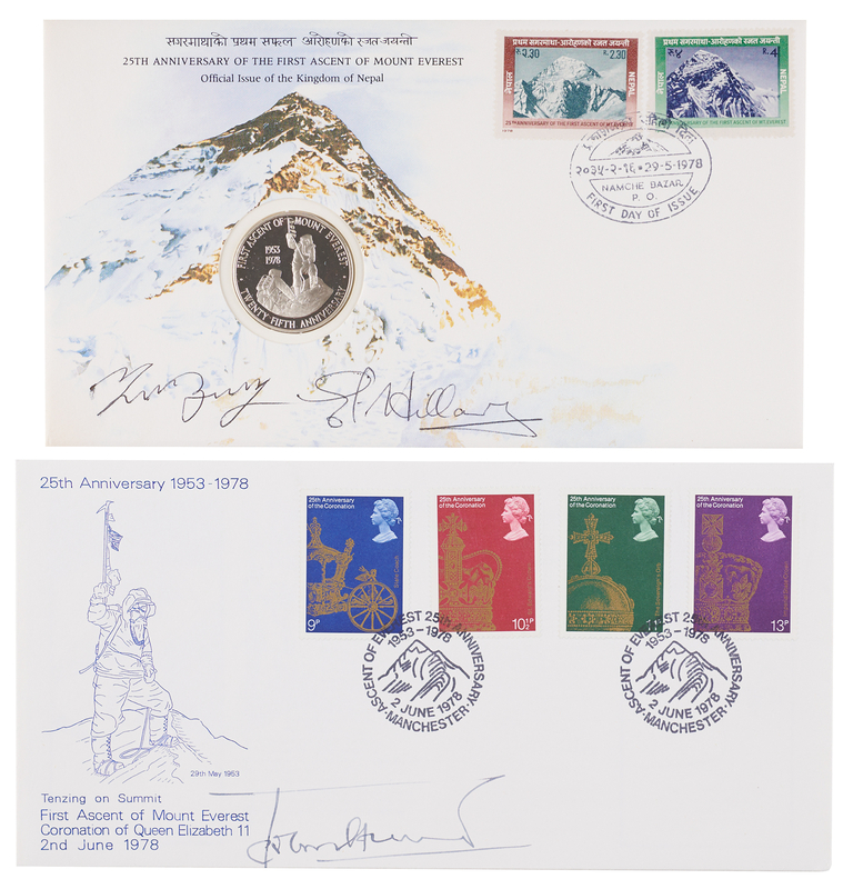 Lot 302 Edmund Hillary, Tenzing Norgay, and John Hunt (2) Signed Commemorative Covers