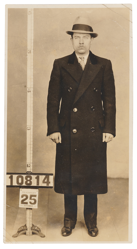Lot 428 Willie Sutton Original New York City Police Department Standing Mug Shot Photograph - From His November 25, 1930 Arrest