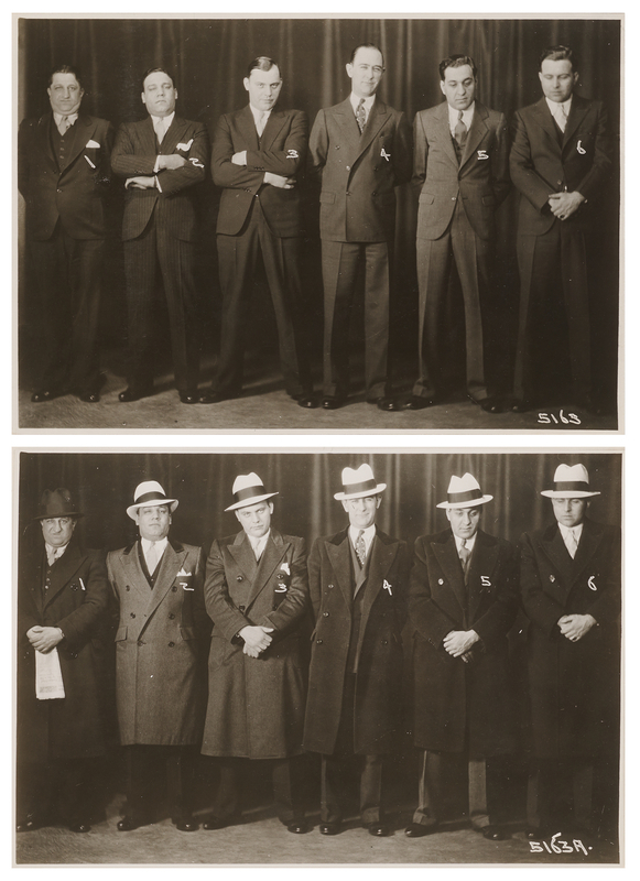 Lot 401 Tony Accardo and Capone Gang Members (2) Standing Chicago Police Mug Shot Photographs from 1933