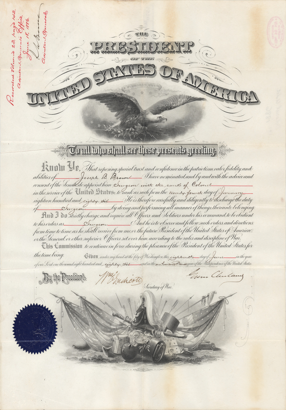 Lot 53 Grover Cleveland Document Signed as President, Appointing an Army Surgeon