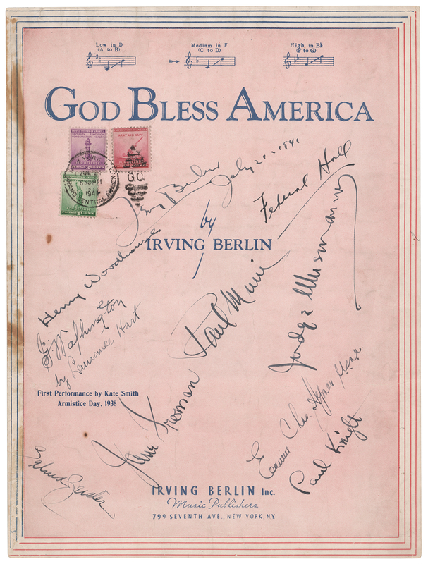 Lot 562 Irving Berlin Signed Sheet Music Booklet for 'God Bless America'