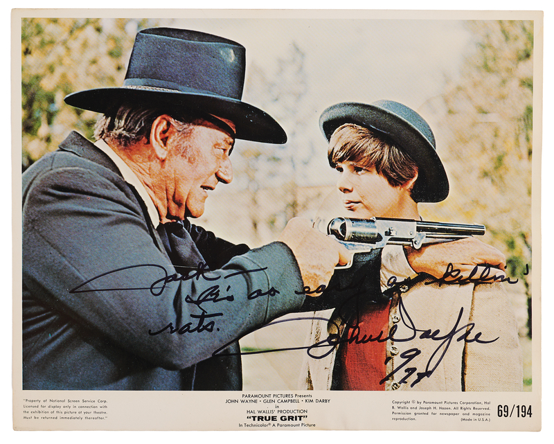 Lot 747 John Wayne Signed 'True Grit' Mini Lobby Card: 