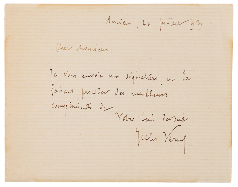 Lot 548 Jules Verne Autograph Letter Signed