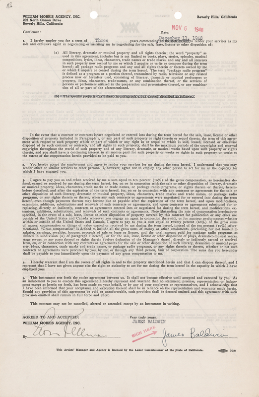 Lot 519 James Baldwin Document Signed