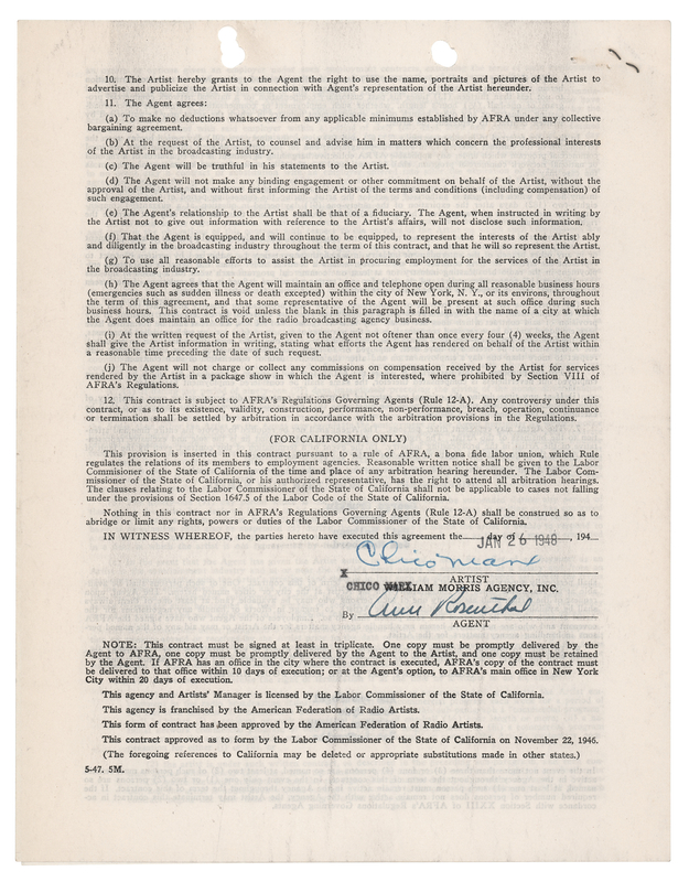 Lot 723 Chico Marx Document Signed