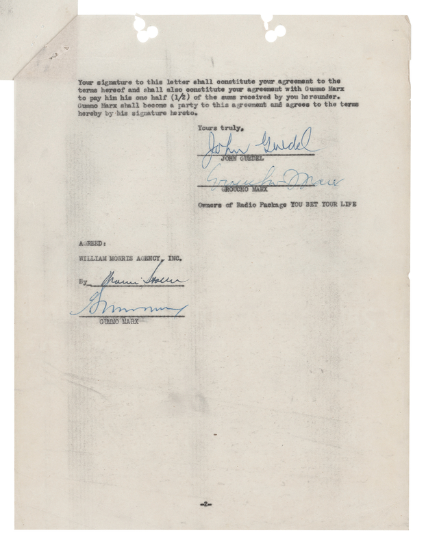Lot 724 Groucho and Gummo Marx Document Signed