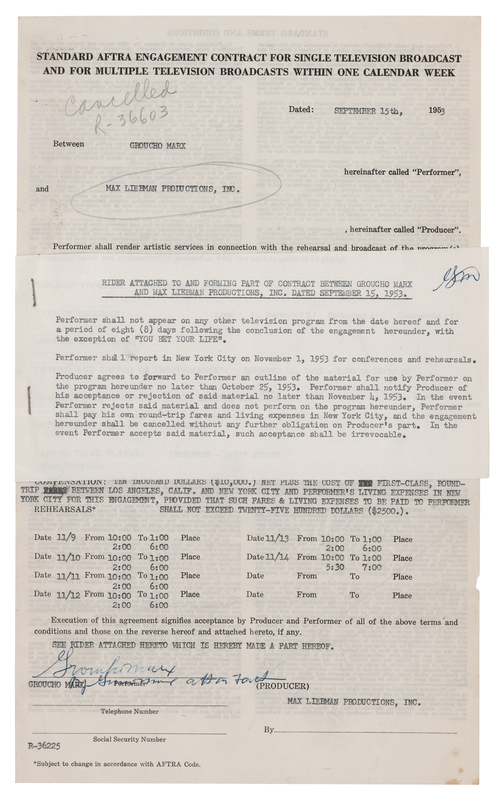 Lot 725 Gummo Marx Document Signed