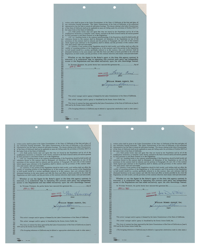 Lot 745 The Three Stooges (3) Documents Signed - Moe Howard, Larry Fine, and Joe DeRita