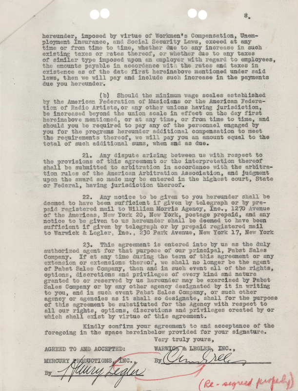 Lot 751 Orson Welles Document Signed for 