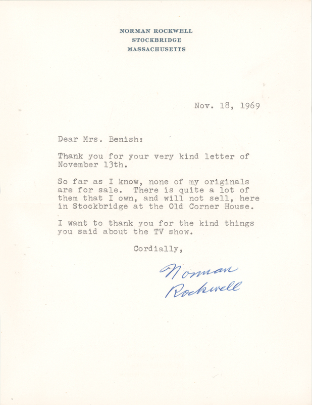 Lot 501 Norman Rockwell Typed Letter Signed: 
