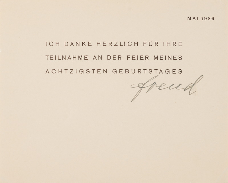 Lot 296 Sigmund Freud Signed Thank-You Card