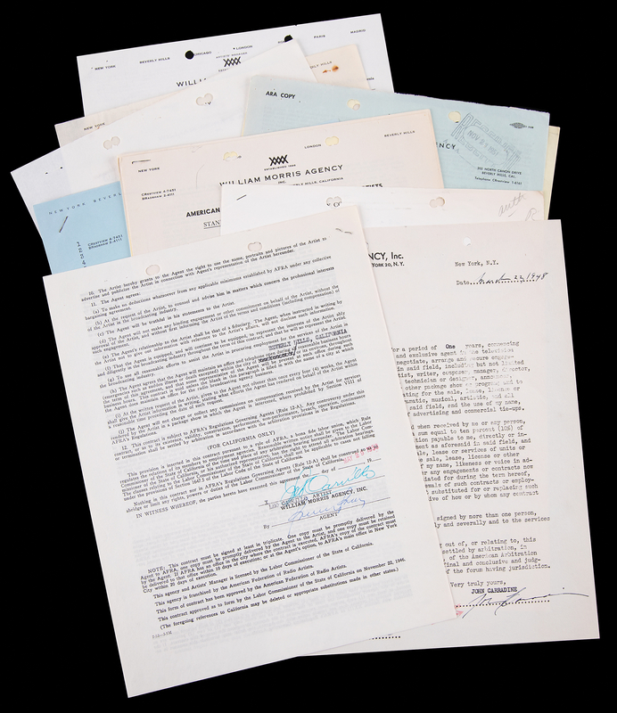 Lot 753 Western Legends (13) Documents Signed, with Walter Brennan, John Carradine, Glenn Ford, and Roy Rogers