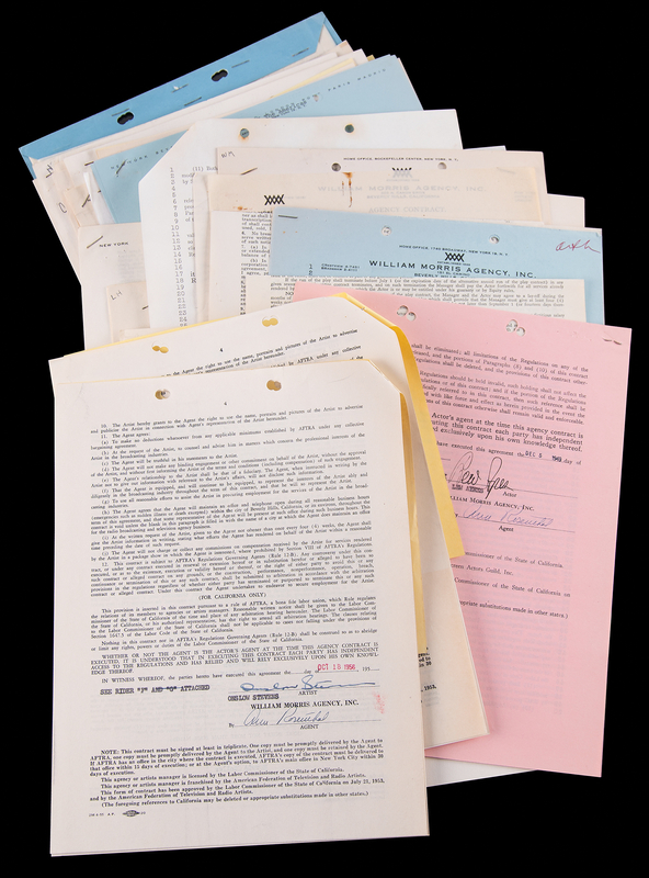 Lot 678 Golden Age Leading Men: (61) Documents Signed by Actors, with Edward G. Robinson, Tony Curtis, Vincent Price, and Basil Rathbone