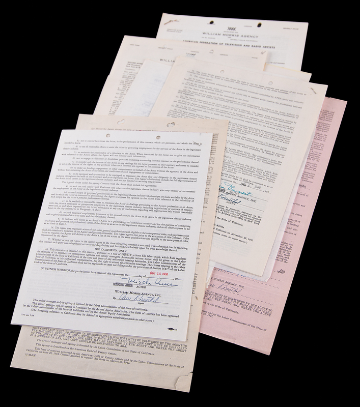 Lot 690 Comedy and Character Players (14) Documents Signed, with Sterling Holloway, Leo Gorcey, and Vivian Vance