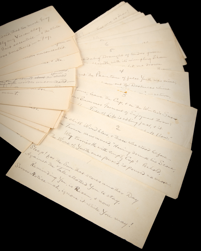 Lot 523 Samuel Clemens Handwritten Draft Manuscript of His Satirical Poem 'To the Above Old People' - A Parody of The Rubaiyat of Omar Khayyam