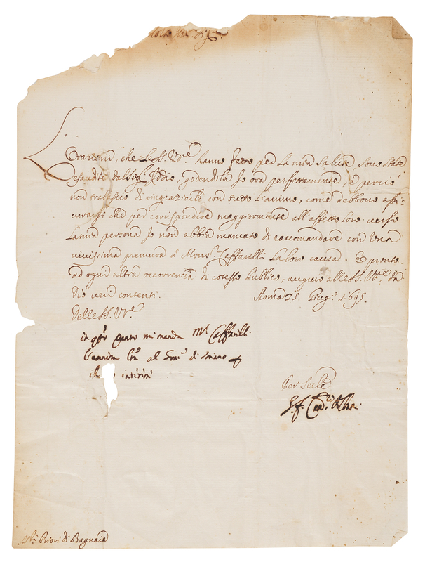 Lot 227 Pope Clement XI Letter Signed