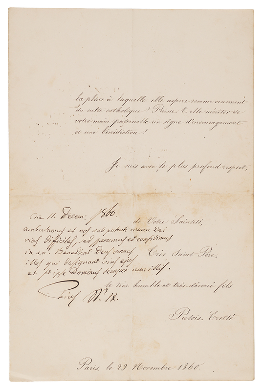 Lot 231 Pope Pius IX Autograph Letter Signed