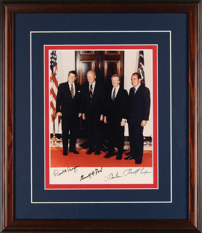 Lot 103 Four Presidents Signed Photograph - Nixon, Ford, Reagan, and Carter