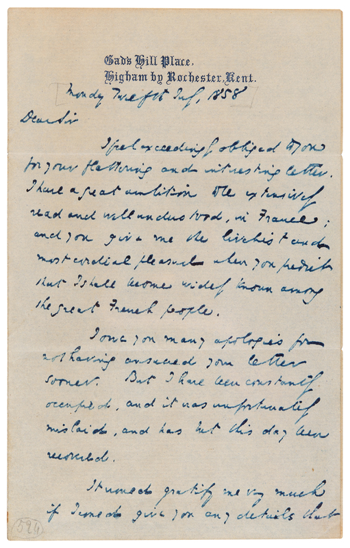 Lot 525 Charles Dickens Autograph Letter Signed: 