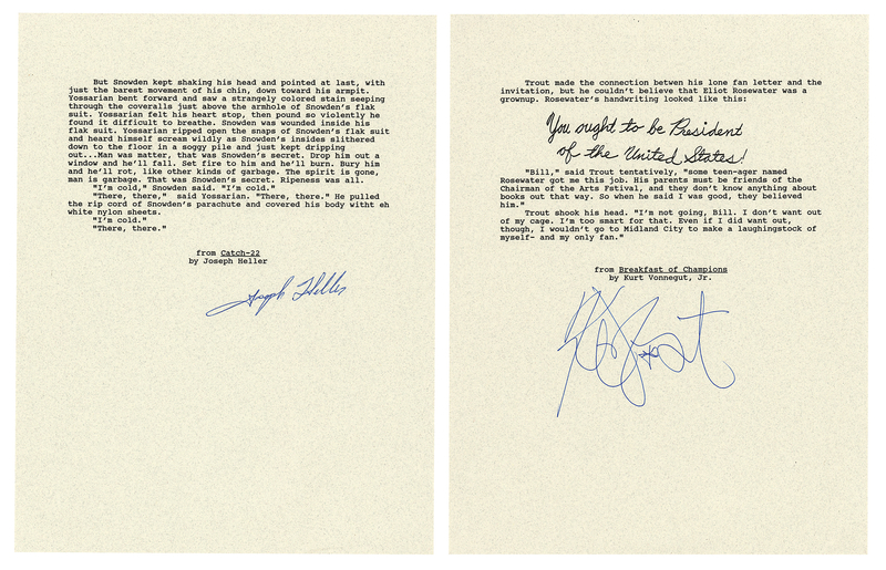 Lot 549 Kurt Vonnegut and Joseph Heller