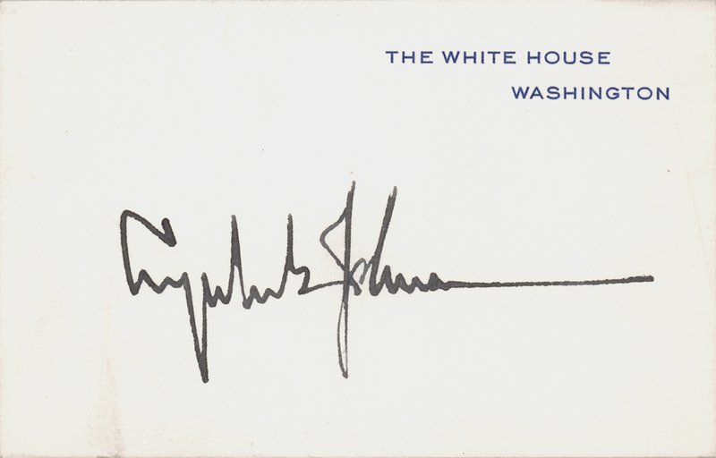 Lot 78 Lyndon B. Johnson Signed White House Card