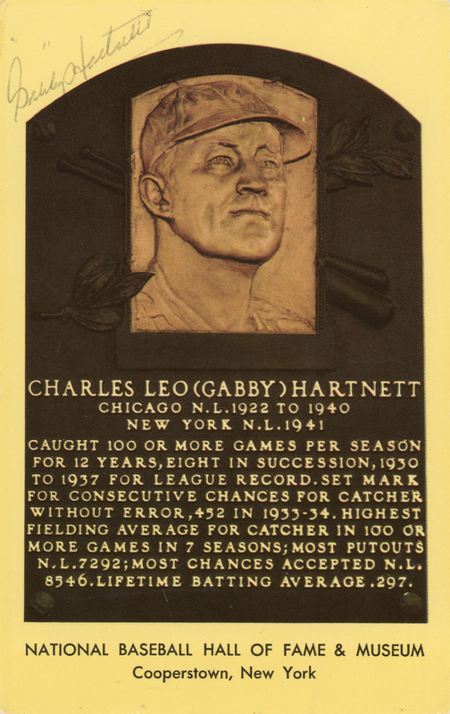 Lot 767 Gabby Hartnett Signed Hall of Fame Plaque Card