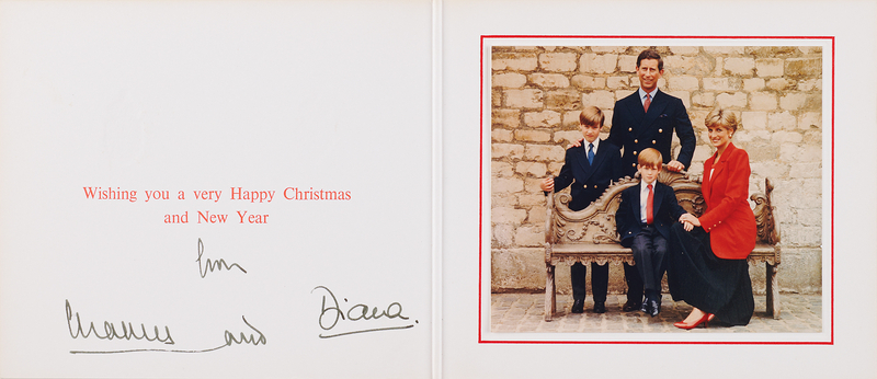 Lot 206 Princess Diana and King Charles III Signed Christmas Card (1990)
