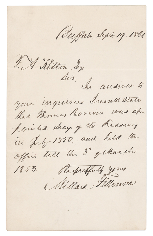 Lot 20 Millard Fillmore Autograph Letter Signed