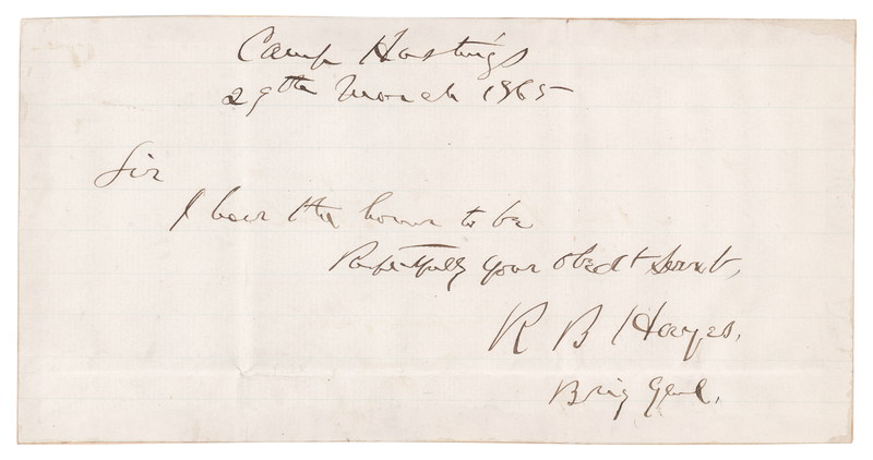 Lot 48 Rutherford B. Hayes War-Dated Autograph Note Signed